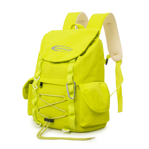 Neon Yellow Lightweight Nylon <b>Backpack</b> Large Capacity Casual School Outdoor Daily Commute Daypack - Product Image 2