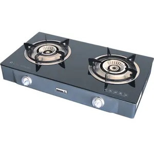 Xunda – Table d'estufa en verre courbe, brûleur à gaz, appareil de cuisine, Double brûleur à gaz, plaques de cuisson à économie d'énergie