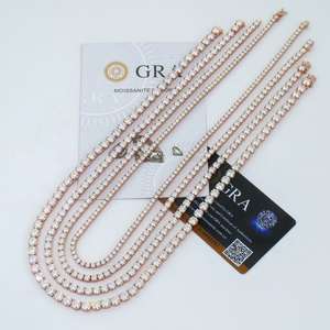 Collar de Cadena de Eslabones de Alta Calidad para Hombre, Unisex, Estilo Hip Hop, Plata de Ley S925, Chapado en Oro Rosa, con Diamantes de Moissanita - Product Image 1