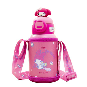 Sanrio Cartoon <b>Thermos</b> 500Ml Stainless Steel Kids Portable Water <b>Bottle</b> With Straw And Sleeve - Product Image 5