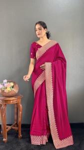 ชุด100% ผ้าไหมทอส่าหรีสำหรับผู้หญิงชุดงานปักลายด้วยหินที่มีน้ำหนักเบาหรูหราผ้า zari สำหรับงานทางการขายส่ง - Product Image 5