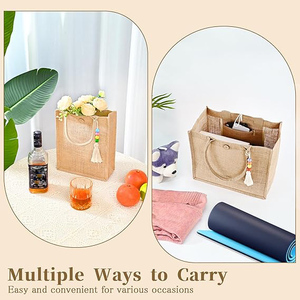 Promotional Shopping Travel Gifts Wedding Kitchen Diy Reusable <b>Tote</b> Inner Bags Small Jute Bag With <b>Zip</b> - Product Image 4