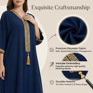 Caftán Deep Blue Devotion con borlas para la edición Quiet Mosque - Product Image 3