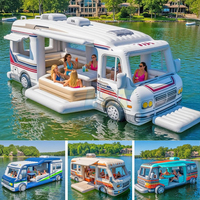 Sofá Flotante Inflable Resistente con Forma de Auto, Plataforma Flotante con Mesa y Asientos para Uso Comercial y Diversión al Aire Libre
