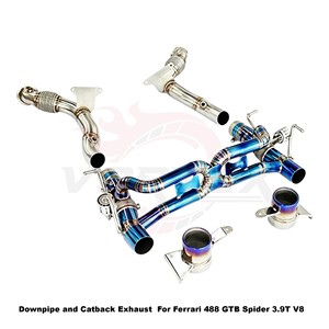 ชุดท่อไอเสียแบบวาล์ว Vortex Blue Burnt Titanium สำหรับ Ferrari 488 GTB Spider 3.9T V8 แบบติดตั้งได้โดยตรง - Product Image 3