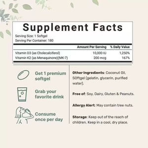 Capsule di <span class=keywords><strong>Vitamina</strong></span> <span class=keywords><strong>D3</strong></span> K2, Integratore in Softgel per il Supporto Immunitario e Osseo - Product Image 5