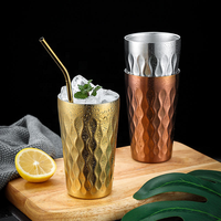 Tasses isothermes classiques en acier inoxydable SUS304 de qualité alimentaire, motif ondulé, pour café, bière, cocktails – Vente chaude