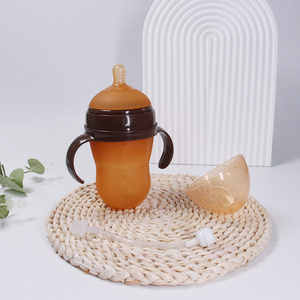 BPA libre de Venta caliente OEM bebé biberón silicona boca ancha botella marrón - Product Image 1