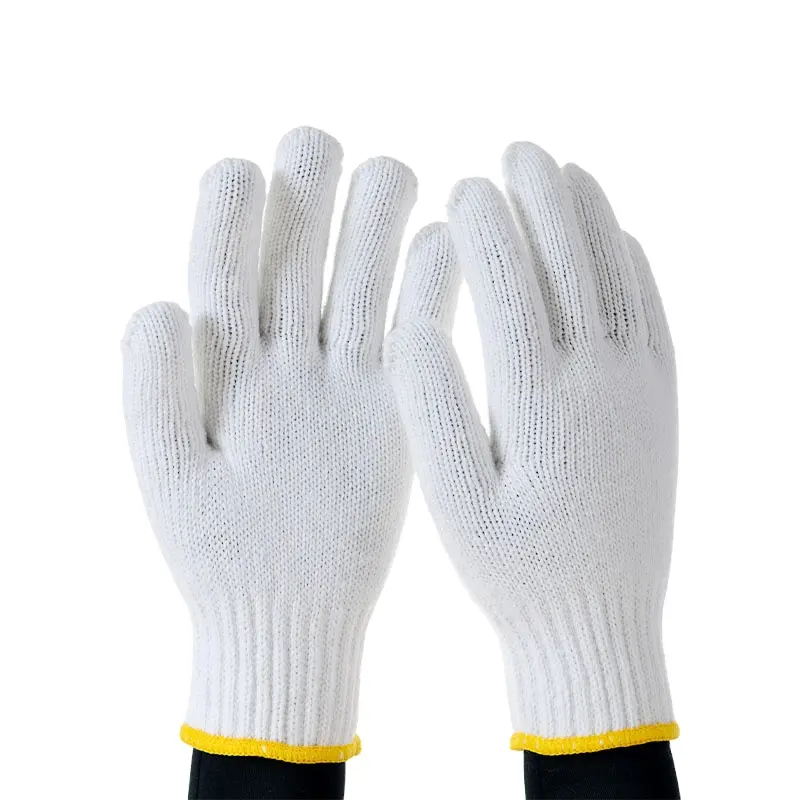 Popular Products White Color Cotton Material Yarn Knitted Safety for Gloves