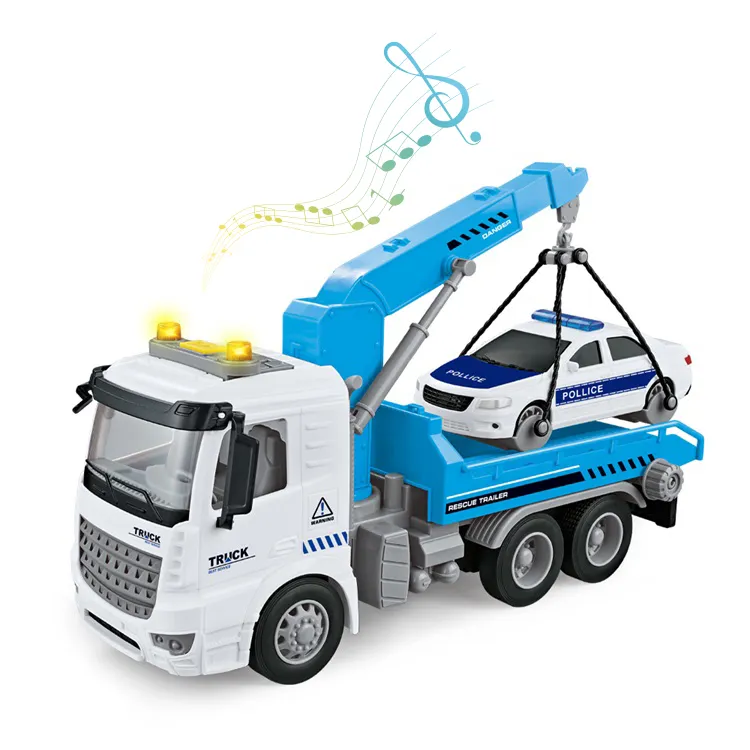 Latest Big Size Engineering Rescue Vehicle Trailer Toys Cars Trucks Transportation Friction Car With Light Music Crane Truck Toy