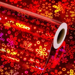 <b>Red</b> Metallized Wrapping <b>Paper</b> Roll with Heart Pattern Waterproof Gift Wrap for Crafting and Packaging - Product Image 5