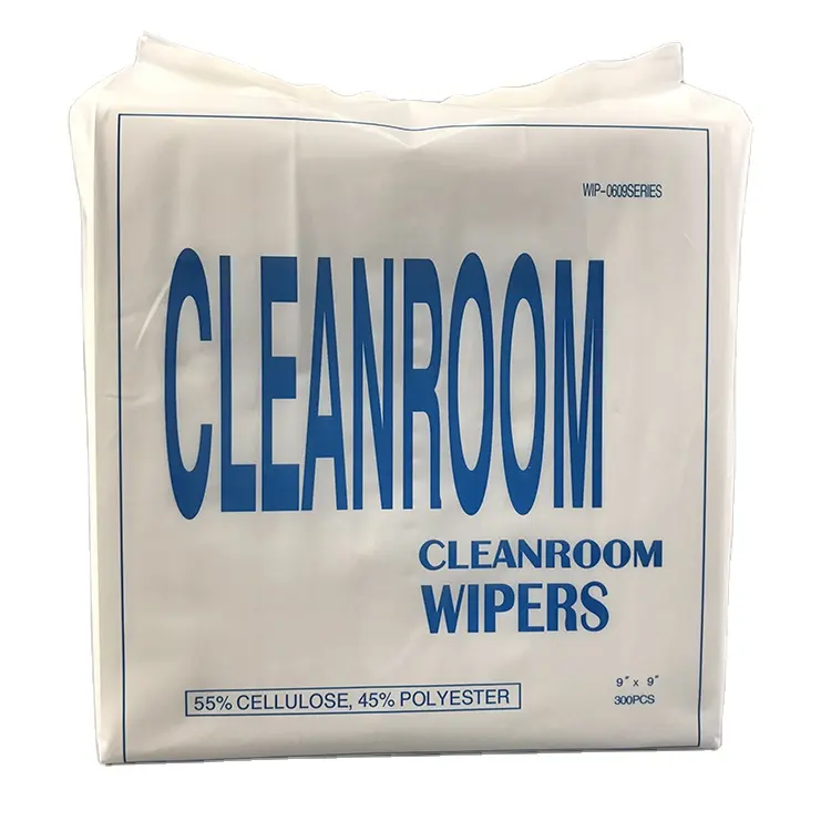 9inch 50gsm 300pcs Industrial Lint Free Cleanroom Cleaning 45%polyester Wipes
