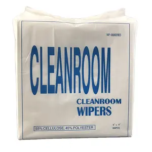 9inch 50gsm 300pcs trắng công nghiệp Lint miễn phí phòng sạch làm sạch cellulose 45% Polyester khăn lau