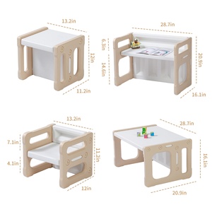 Table pour tout-petits SINKIPA moderne Montessori en plastique avec 2 chaises, ensemble écologique, sécurité, hauteur réglable pour <span class=keywords><strong>chambre</strong></span> à coucher, salon - Product Image 2