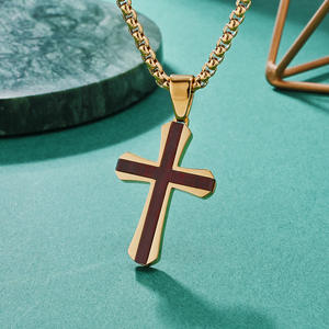 Collana con Ciondolo a Croce Personalizzata in Acciaio Inossidabile Placcato <span class=keywords><strong>Oro</strong></span> 18k, Stile Hip Hop e Punk per <span class=keywords><strong>Uomo</strong></span> - Product Image 3