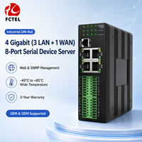 Servidor Serial de 8 Canales RS232 RS422 RS485 a Convertidor Ethernet Gigabit 4GE, 3 LAN 1 WAN con MQTT SNMP