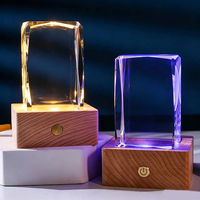 Cubo de Cristal K9 de Alta Claridad para Grabado Láser Xtool, Bloques de Fotos 3D de Vidrio Óptico sin Burbujas con Base de Luz y Caja de Regalo