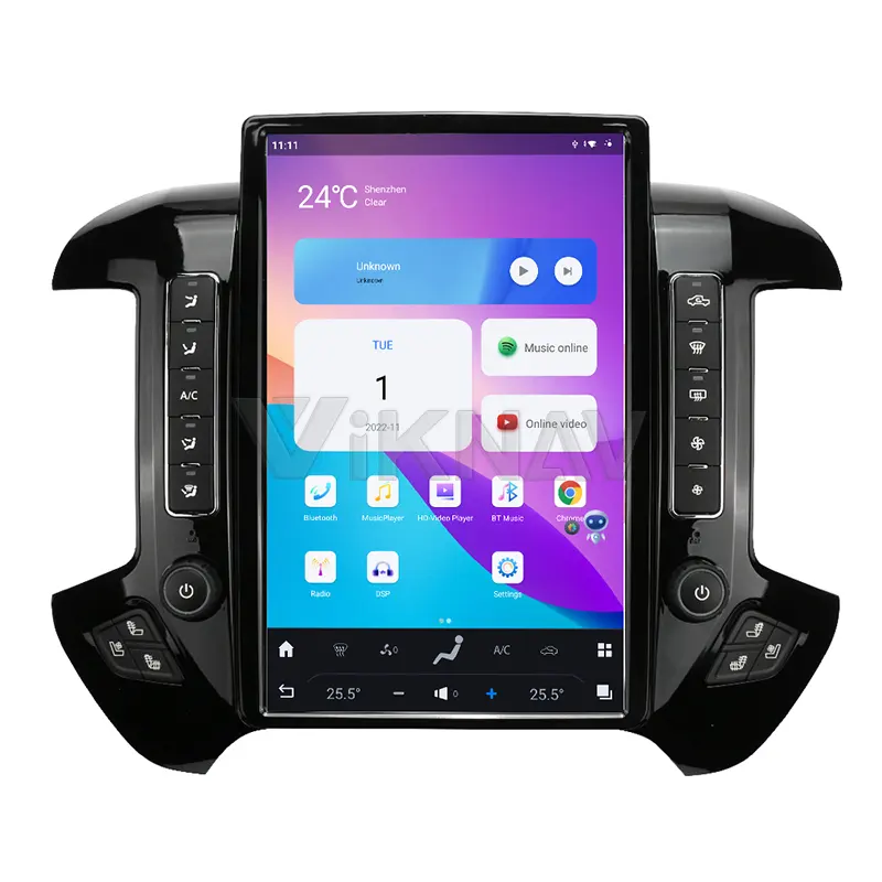 Radio mobil otomatis Android untuk Chevrolet Silverado GMC Sierra 2014-2018 layar pemutar Multimedia navigasi GPS Carplay nirkabel