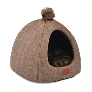 Petstar Luxury Warm petted Fabric Long Fur Pet Bed Cat Cave Dog House