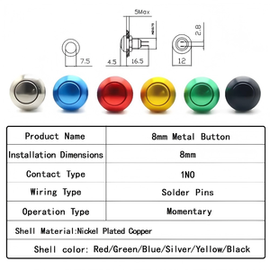 8 mét không thấm nước IP65 kim loại <span class=keywords><strong>push</strong></span> <span class=keywords><strong>button</strong></span> chuyển điện tử thiết lập lại tạm thời cho động cơ xe bắt đầu điện PC sừng chuông cửa chuông - Product Image 3