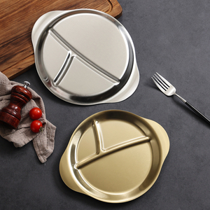 Yurtrain Plateau Coréen Moderne <span class=keywords><strong>Simple</strong></span> en Acier Inoxydable à Double Poignée, Durable et Créatif, pour Sauce Barbecue et Collations Intégrées - Product Image 4
