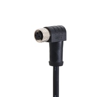 Connecteur circulaire KRONZ M12 femelle 5 broches coudé à 90 degrés, étanche IP67, en PVC pré-moulé noir, non blindé