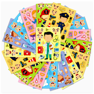 6 autocollants professionnels à coller sur le visage, à thème dessin animé, en papier imprimé, imperméables, pour l'orientation scolaire et le divertissement (lot <span class=keywords><strong>de</strong></span> 6 pièces) - Product Image 3