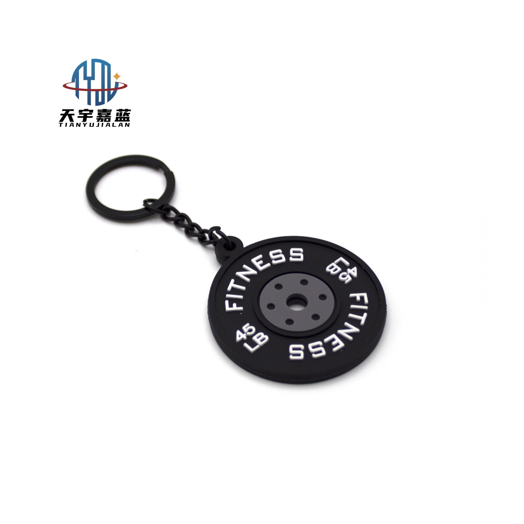 Tianyu 3D Weight Plates Barbell Rubber Barbell Weight Plate Rubber Cover 3D  Rubber Barbell Keychain Fitness Key Chain In-Stock