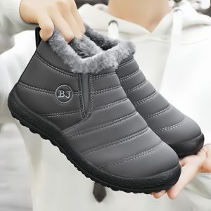 <span class=keywords><strong>Botas</strong></span> de piel impermeables para hombres y mujeres, botines antideslizantes, zapatos para caminar cálidos de algodón de felpa para Fitness - Product Image 4