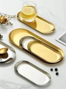 <b>Gold</b> Oval Jewelry Display <b>Tray</b> Metal Storage Christmas <b>Tray</b> for Decoration and <b>Serving</b> Elegant Fruit Plate - Product Image 2
