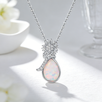 Collier pendentif porte-bonheur en argent 925 Moyu Jewelry, avec opale colorée ronde, sensation haut de gamme