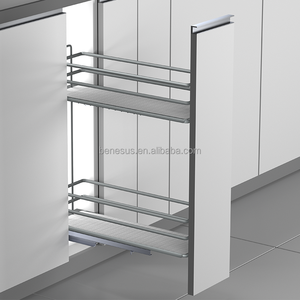 Modern 2-Tier <b>Wire</b> Pull-Out Kitchen Cabinet Storage Basket With <b>Soft</b>-Close Slide Eco-Friendly Bottle Rack 02.2A.RWD20731.904 - Product Image 4