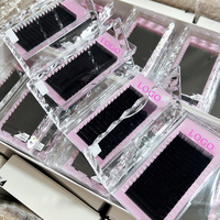 Plateaux de cils en velours personnalisés avec logo, volume épais, noir mat, en cachemire, pour extensions de cils – Vente en gros