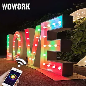 2024 Wowork Fushun 3d Effen Vintage Feesttent Verlichting Decoratie Voor Bruiloft Liefdesbrief Licht Hete Verkoop Evenementen Lamp