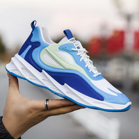 Chaussures Homme Grande Taille 2026 Nouvelle Collection Printemps Semelle Épaisse Tendance Polyvalentes Décontractées Respirantes en Maille à Lacets Couleur Contrastante Semelle Souple