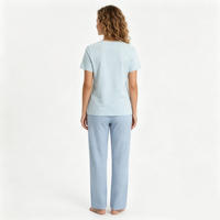 Umweltfreundliches Reines Baumwoll-Jersey Einfarbiges Sommer-Freizeit-Damen-ODM 2-Teiliges Schlafanzug-Set Atmungsaktiv Kurzarm Elastischer Bund