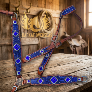 Ensemble d'équipement équestre Blue Croc Crystal Horse Tack, léger, en cuir véritable, selle western en cuir naturel souple, selle anglaise pour l'équitation - Product Image 3