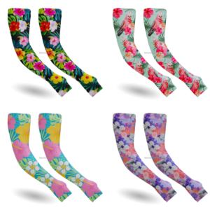Mangas de jardinería personalizadas, hibisco tropical, Pájaro de Australia, hojas exóticas, Mangas de brazo de refrigeración UV con agujeros para el pulgar, Mangas de agricultura - Product Image 1