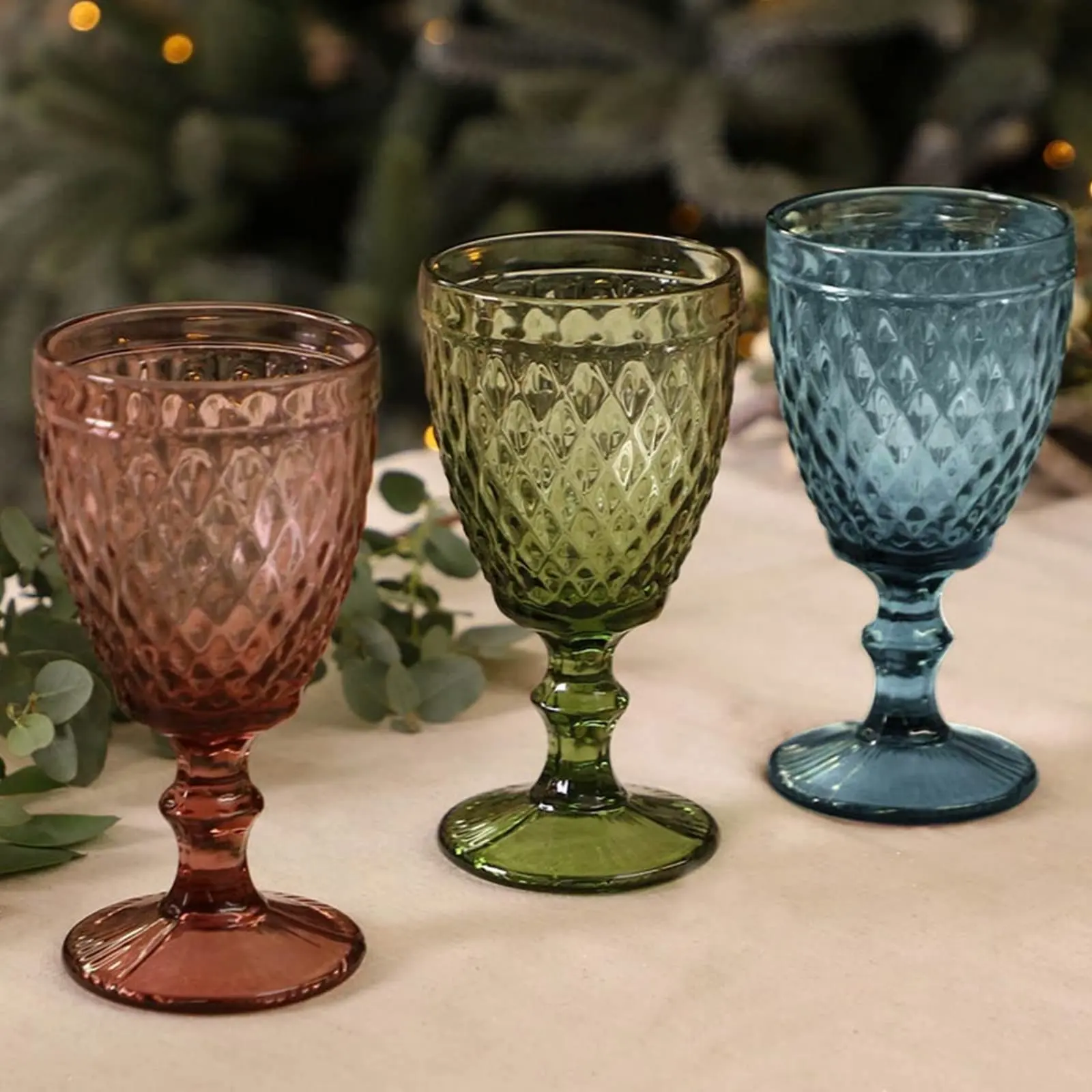 Винтажная цветная стеклянная посуда на заказ, стеклянная чашка для вина с ромбовидным узором, чашка для питья для вечеринки