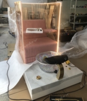 Fauteuil de pédicure en acrylique King Shadow, nouveau design, rose, avec lumière LED, ensemble de fauteuils de spa avec plomberie