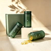 Bouteille en verre mat vert foncé vide pour capsules, flacon de rangement pour pilules de vitamines, conteneur premium pour produits de santé, approvisionnement direct en gros d'usine