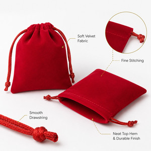 Kantong Beludru Custom Logo dengan Tali Serut, Tas Perhiasan Mewah, Kantong Kemasan Hadiah untuk Tarot Kristal OEM - Product Image 4