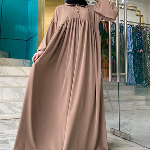 Personalizzazione Abaya alta qualità basso MOQ nuovo abbigliamento islamico <span class=keywords><strong>Nida</strong></span> con bottone manica lunga orlo largo abito lungo donna musulmana - Product Image 3