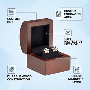 Factory Custom Walnut Beech Wood <b>Earring</b> Box Magnetic Wooden <b>Earring</b> <b>Case</b> For Jewelry Packaging - Product Image 4