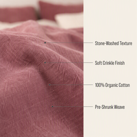Parure de lit bohème en coton délavé, housse de couette ton terre cramoisie, literie bohème, tailles King et Queen, vente en gros OEM