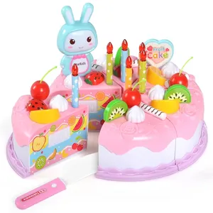 Fabrika toptan 37 adet DIY mutfak oyuncaklar oyna Pretend meyve doğum günü kek kesme oyuncaklar mutfak gıda kız oyunları oyna eğitici