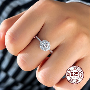 Classic Simple 925 Sterling <strong>Silver</strong> <strong>Big</strong> Round Cut Cubic Zircon Eternity <strong>Ring</strong> Band for Women Bridal Wedding Jewelry Accessories - Product Image 5