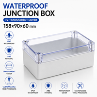 Boîtier de jonction étanche IP67 158x90x60mm en plastique ABS avec couvercle transparent en PC, type F2, pour projets électriques extérieurs