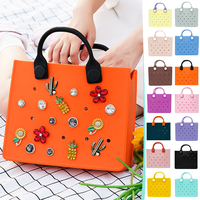 Tas Tote Halloween EVA Grosir, Tas Tangan Anti Air Motif Labu Hantu, Tas Tote DIY Lubang Tusuk untuk Wanita, Tas Tangan Halloween