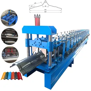 New Galvanized Half Round Ridge Cap Roofing Tile Making Cold Roll Forming Machine For Metal Glazed Ridge Top Tile Roofing